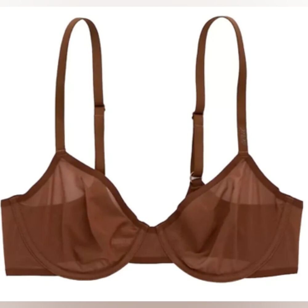 Aerie smoothez balconette mesh unlined bra flexible underwire brown 36B NWT - Picture 2 of 5